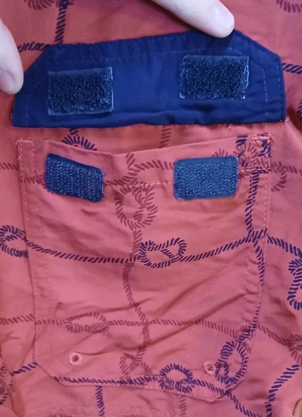 Red LL Bean Cargo Swim Trunks Lined Mens M Navy Blue Adjustable Waist